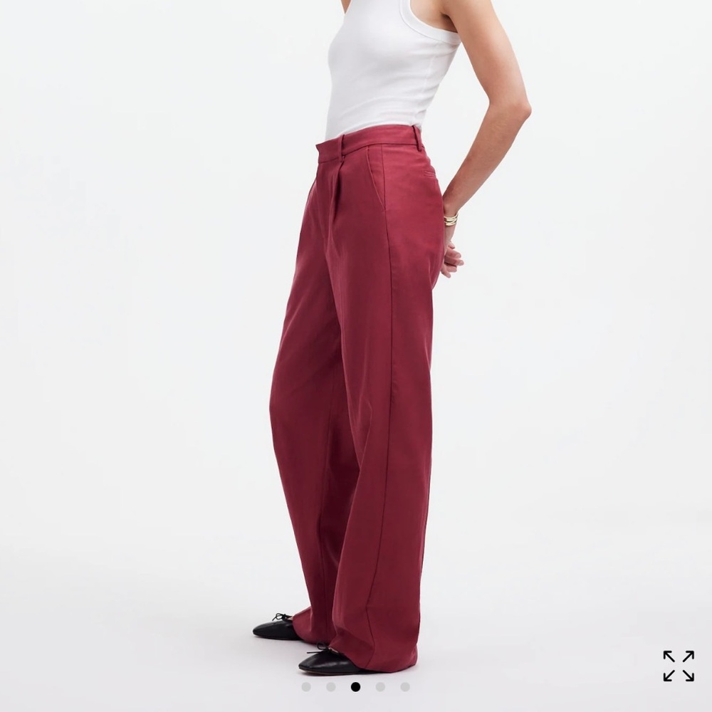 Madewell Slouchy Straight Pants in Drapey Twill Claret Red 2